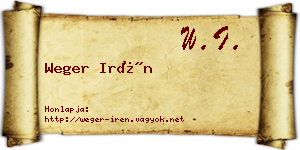 Weger Irén névjegykártya